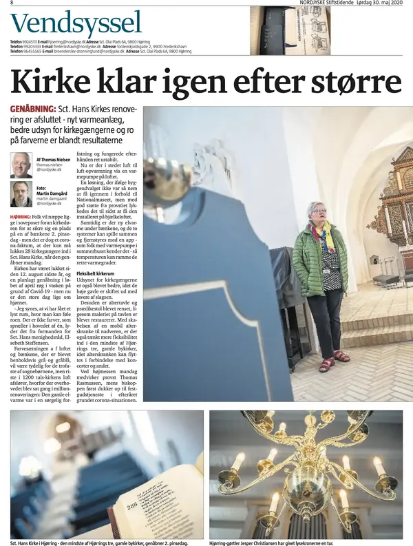 et avisudklip fra da Hjørring gørtler jesper christiansen renoverede Sct. Hans Kirke lysekroner