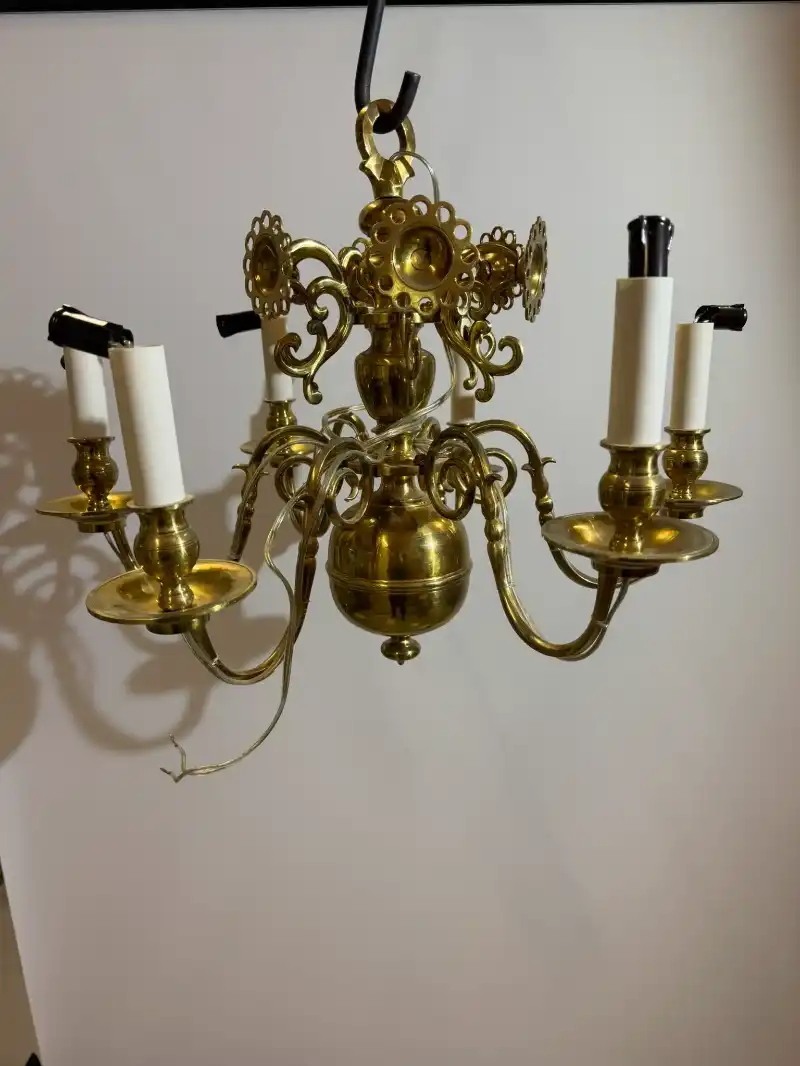 Lille antik messinglysekrone - ring/skriv for pris